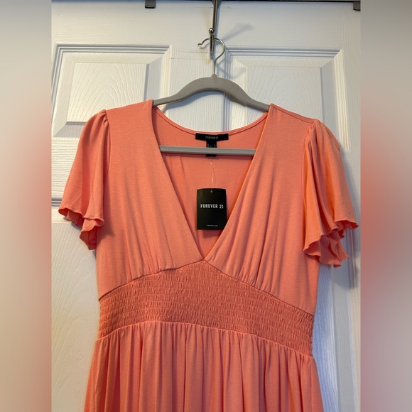 Forever 21 Coral V-Neck Dress - Picture 6 of 7
